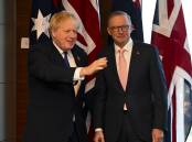Prime Minister Anthony Albanese poses with British Prime Minister Boris Johnson ahead of the NATO Leaders Summit in Madrid, Spain.