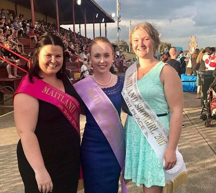 SHOWGIRL: Macia Borowiec, right, in her third place sash with 2017 winner Miranda O'Brien (centre) and runner-up Blair Harvey (left). 
