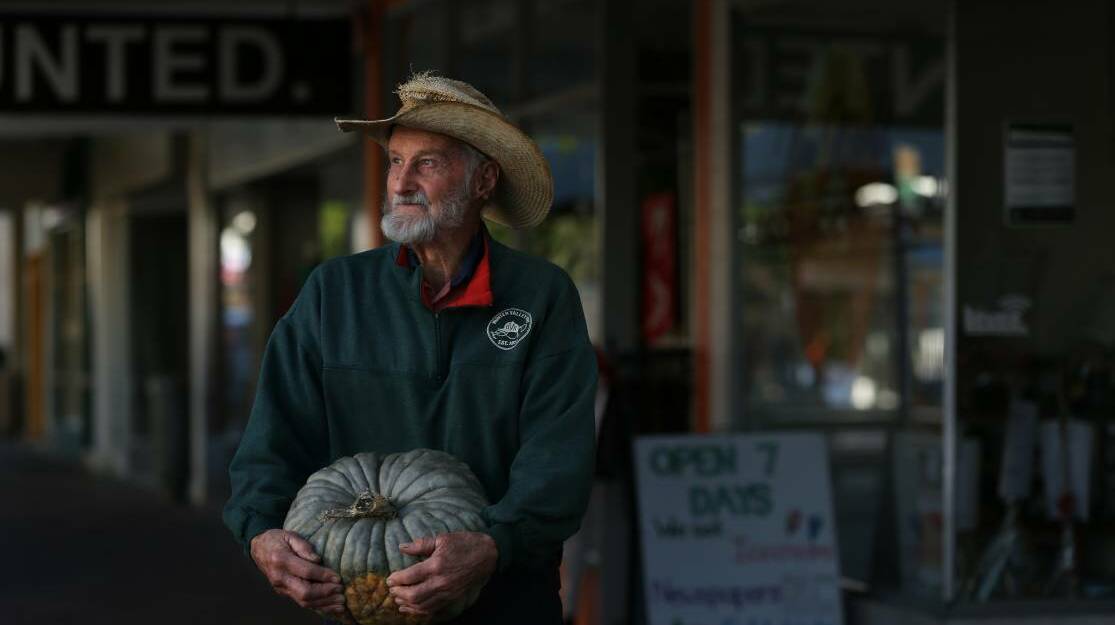 PUMPKIN FEVER: Farmer Austin Breiner with a pumpkin he grew at Oakhampton Heritage Farm. 