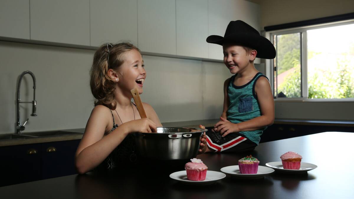 GOOD RESULT: Ruby Holdsworth with her little brother Jacob, 5, in the kitchen at their home.