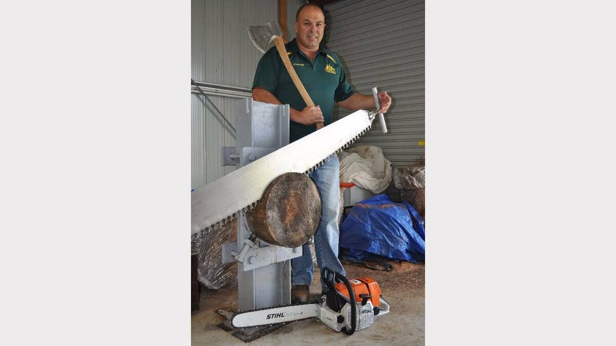 TALENTED: Steven Kirk posed for a picture in 2013 before he competed at the Stihl Timberchop World Champion­ships in Germany.