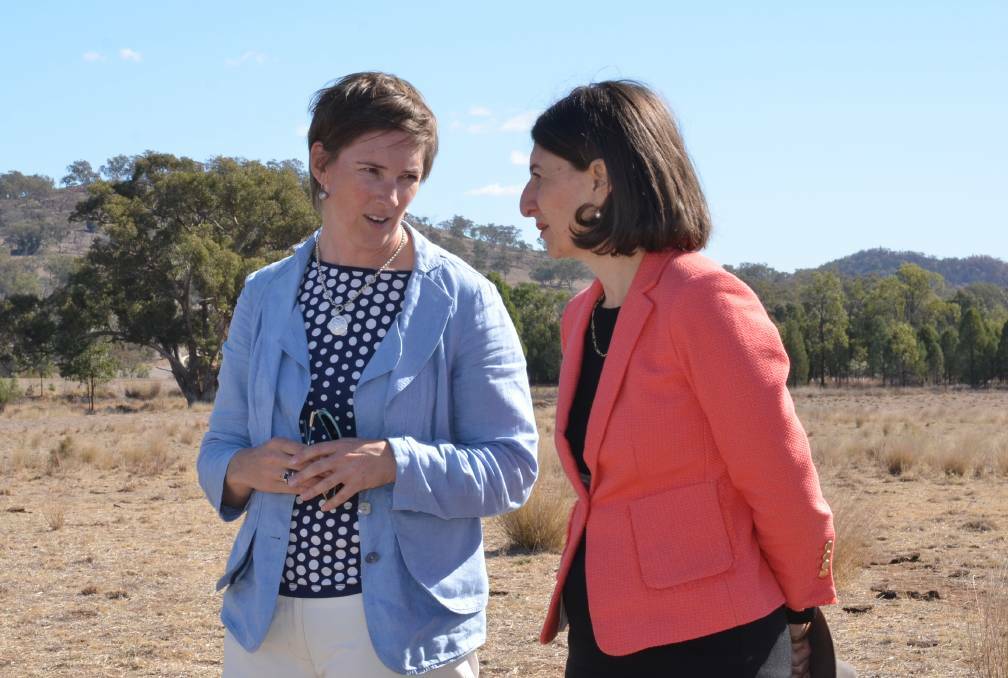 BIG JOB: NSW Drought Coordinator Pip Job with NSW Premier Gladys Berejiklian on a farm in western NSW. 