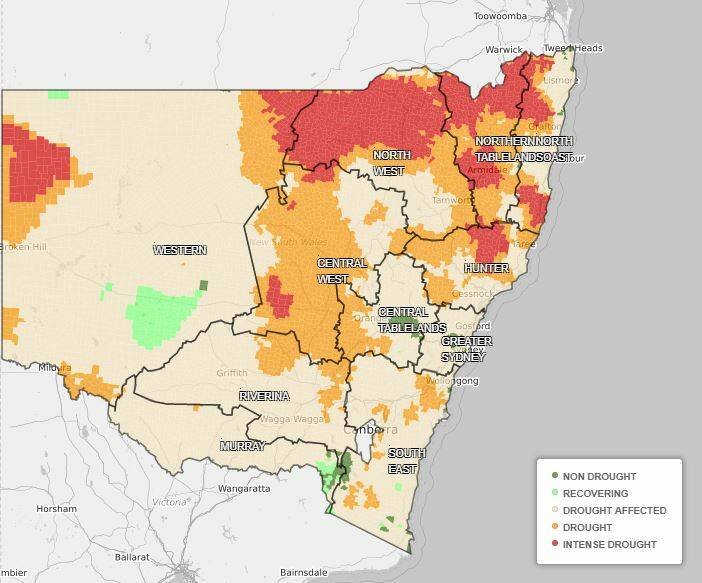 THE BIG DRY: NSW is still battling drought conditions with 61 per cent listed as drought affected, 13.4 per cent as intense drought and 22.6 per cent as drought according to the state government's Combined Drought Indicator.