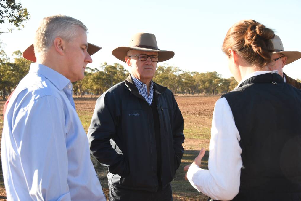SUPPORT: Prime Minister Malcolm Turnbull at a farm in Trangie where he announced the drought relief package. 