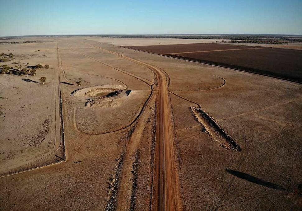 DRY: An aerial shot of Nyngan shows how the drought has changed the farm land. Picture: Roxy Butko