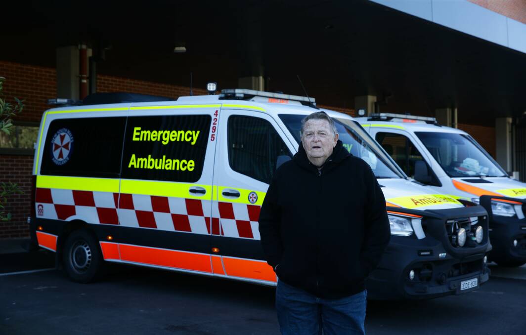 CITIZEN FIGHT: Health advocate Michael Johnson in the ambulance bay outside the new Maitland Hospital. Picture: Jonathan Carroll