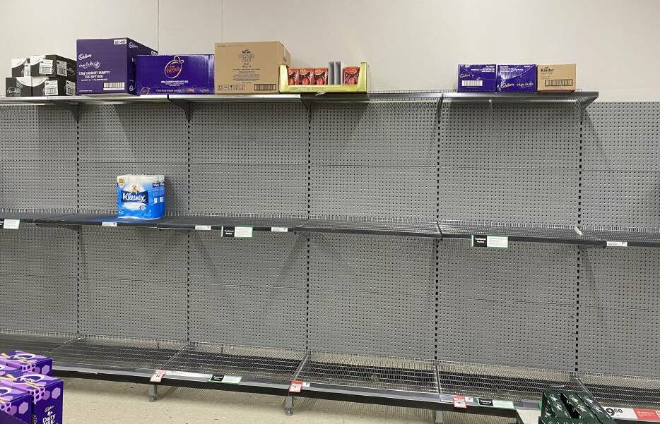 HIGH DEMAND: Woolworths at Charlestown Square also had its shelves bare on Wednesday. 