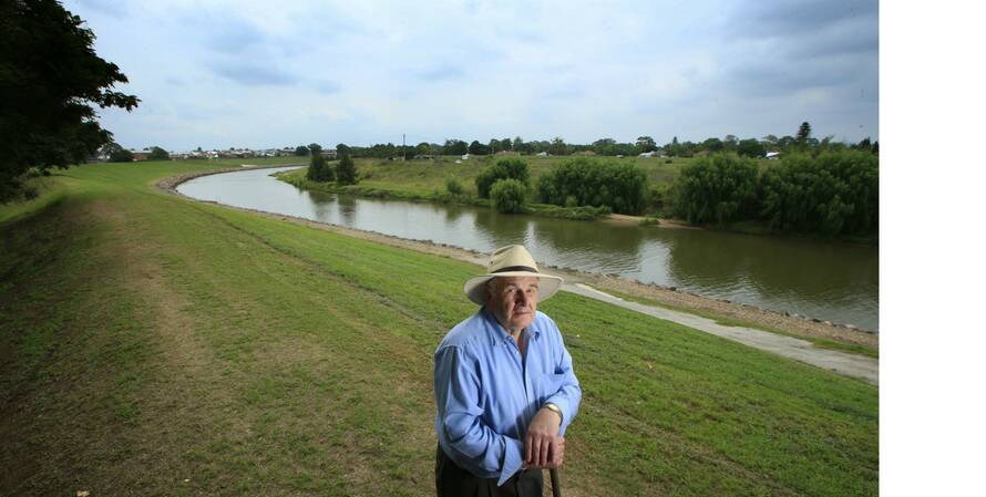 FLOOD EXPERT: Historian Peter Bogan, pictured alongside the Hunter River, has spent years researching floods in Maitland, paticularly the 1955 flood. 