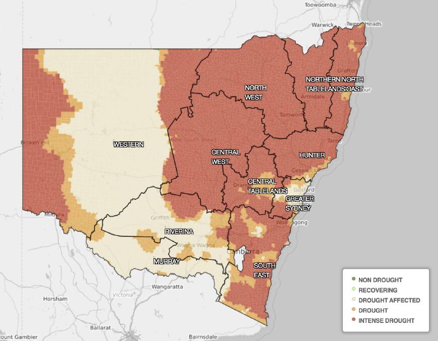 THE BIG DRY: The latest Combined Drought Indicator map from the NSW Department of Primary Industries. 