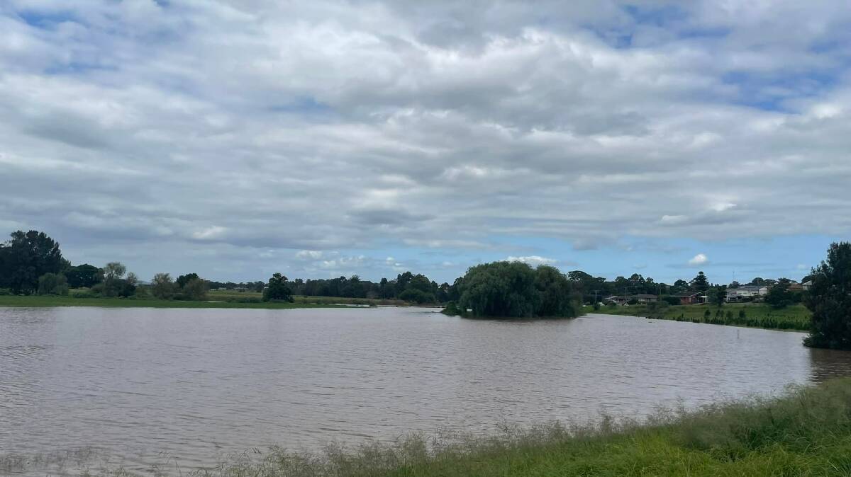 WET: A paddock at the Dennis family farm which has turned into a temporary lake. Picture: supplied