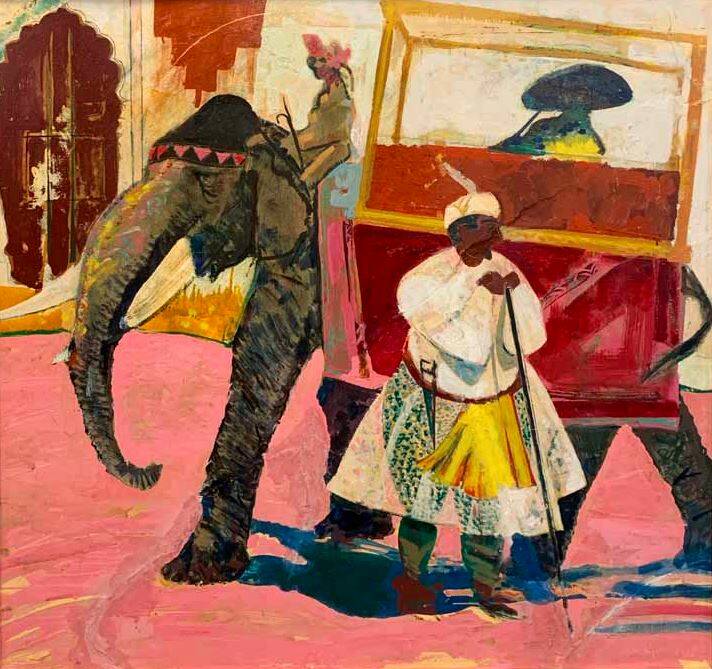 The painting titled Man with Elephant.