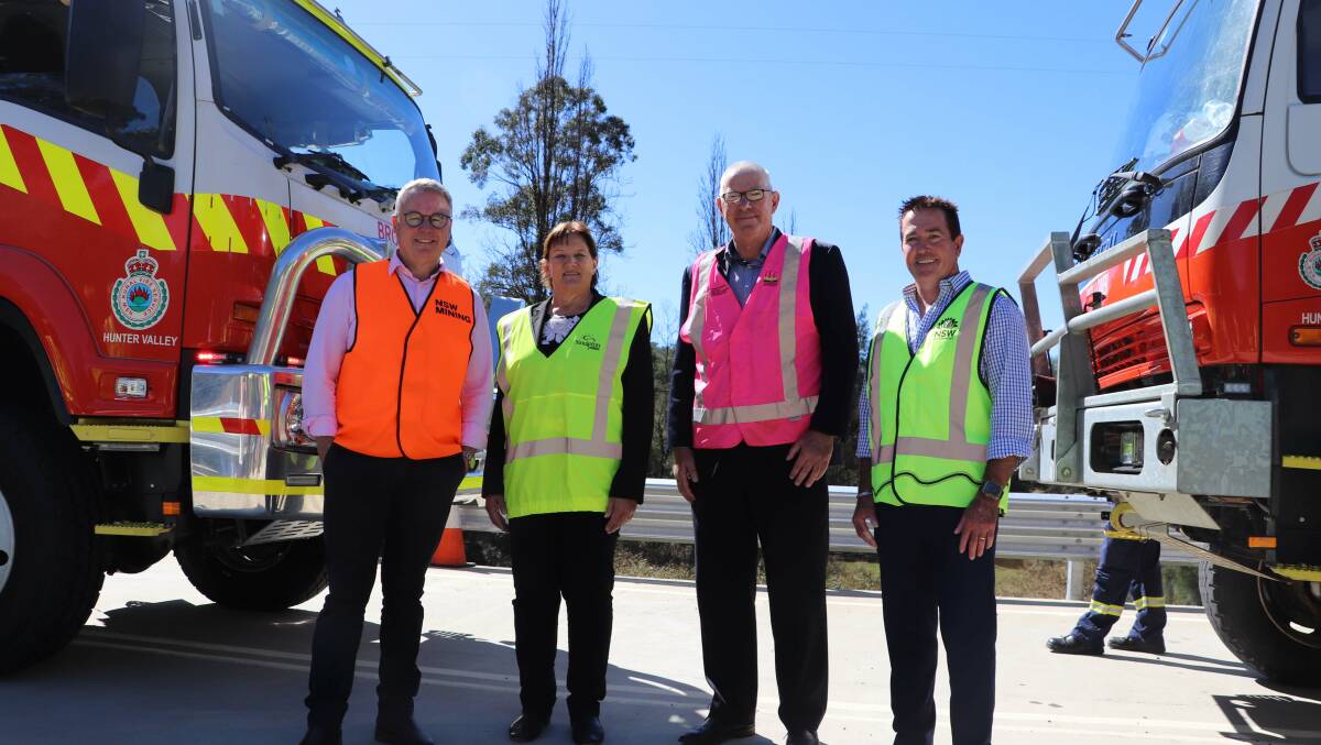 GRAND OPENING: Hunter MP Joel Fitzgibbon, Singleton Mayor Sue Moore, Cessnock Mayor Bob Pynsent and NSW Minister for Regional Transport and Roads Paul Toole at the bridge opening.
