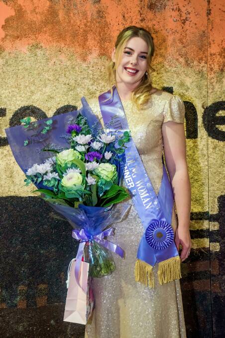2023 Maitland Young Woman Kate Mannell in the winner's sash at the gala night at Maitland Showground. Picture by Deb Lincoln