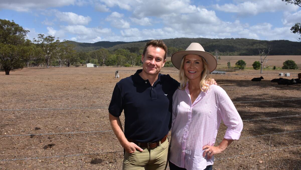 READY TO HELP: Grant Denyer and his wife Chezzi at the Stork family property in Glen Oak last week. Picture: Belinda-Jane Davis
