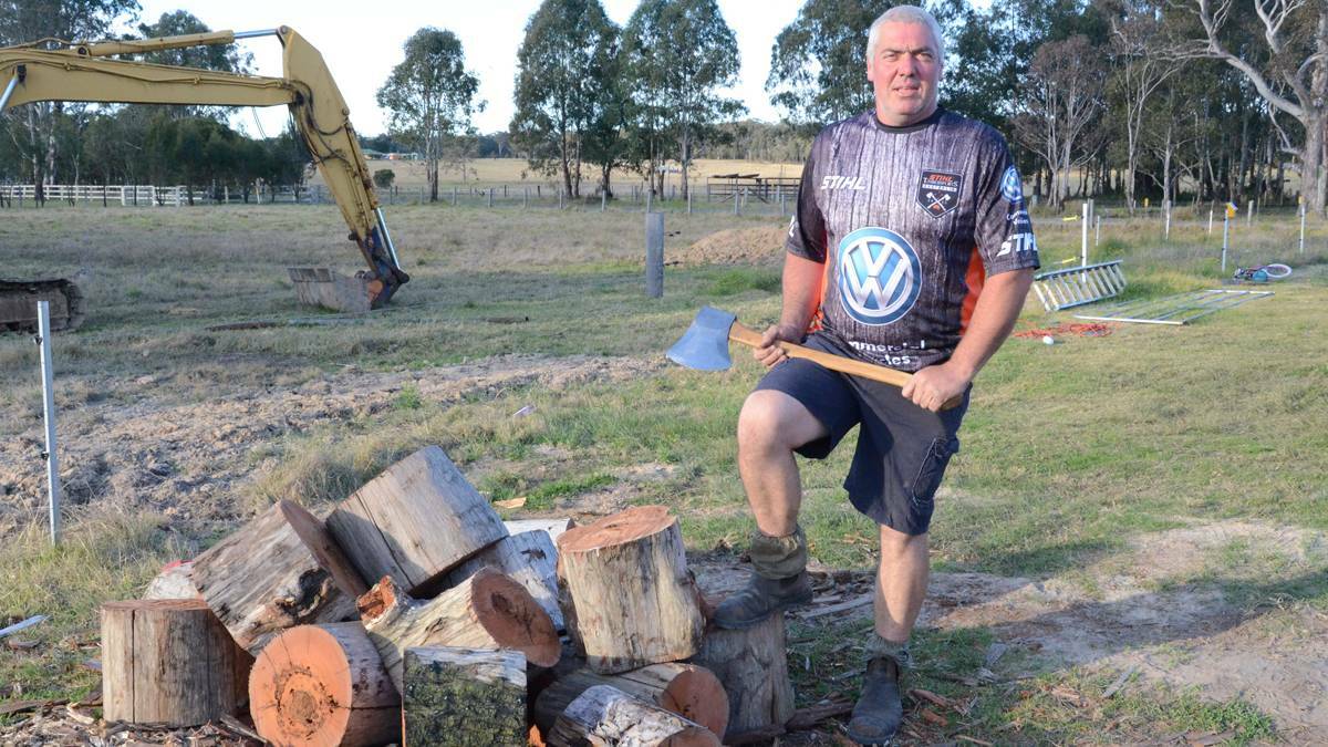 DETERMINED: Justin Beckett, of Congewai, posed for a picture in 2015 before he competed in the National final of the Stihl Timbersports. 