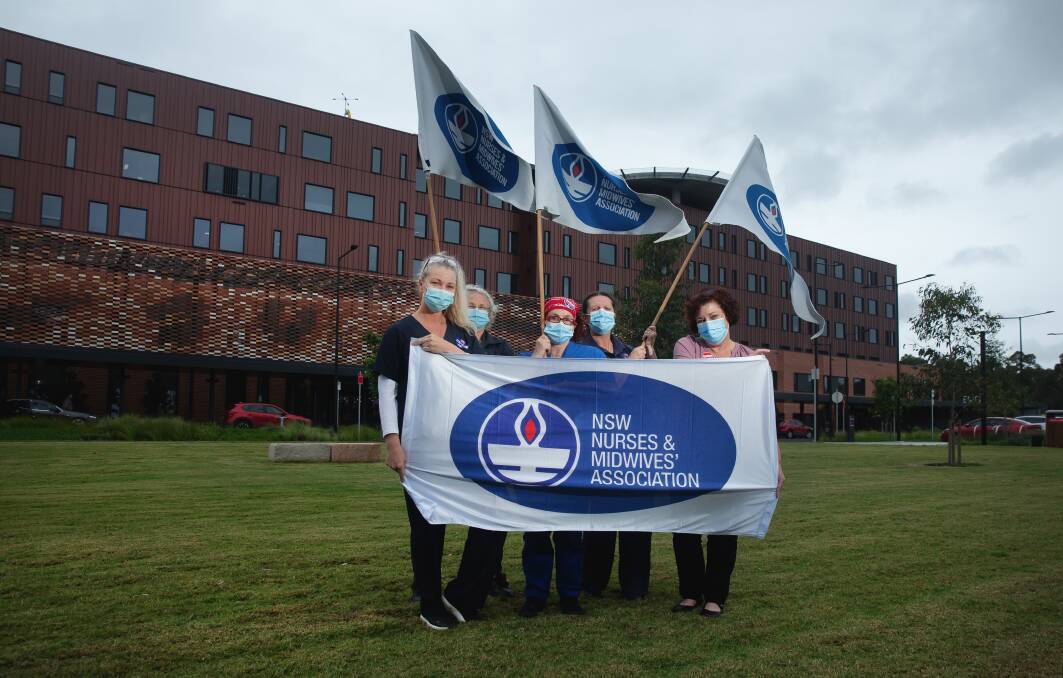 CONCERNED: New Maitland Hospital nurses outside the Metford facility earlier this month during a NSW Nurses and Midwives Association rally. Picture: Marina Neil 