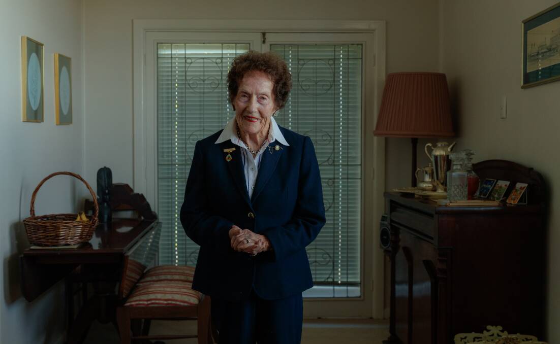 Joan Palmer at her home in East Maitland. Picture by Max Mason-Hubers 