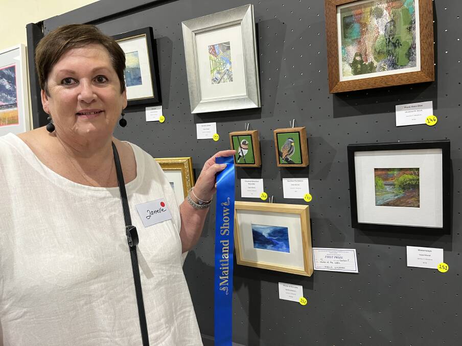 Janelle Goldman with her winning entry in the miniatures section at the 2024 Maitland Show Art Prize. 