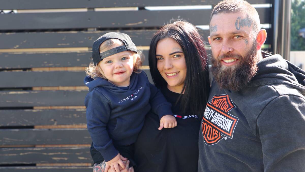 FAMILY: Nate Quinnell, 1, with his parents Jacinta and James during better times. Picture: supplied