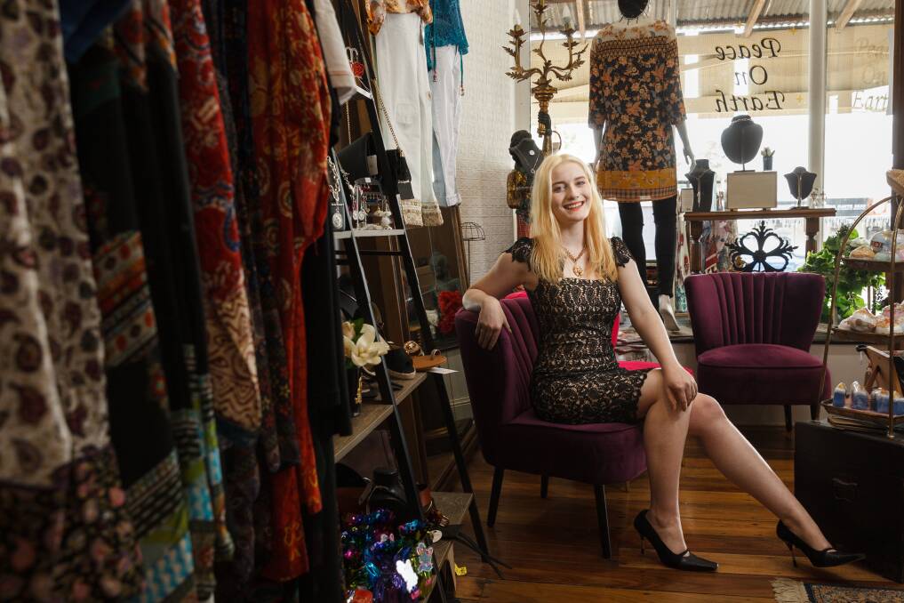HIGH HOPES: Jenny Stone, a Maitland Showgirl and Miss Maitland competition entrant, at Princess Bazaar boutique in Morpeth.