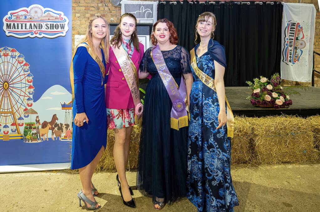 CONTEST: Amy Newton, runner-up Tatjana Reid, Maitland Young Woman 2022 Jaslyn Walters and Gemalla de Beuzeville-Howarth. Picture: supplied