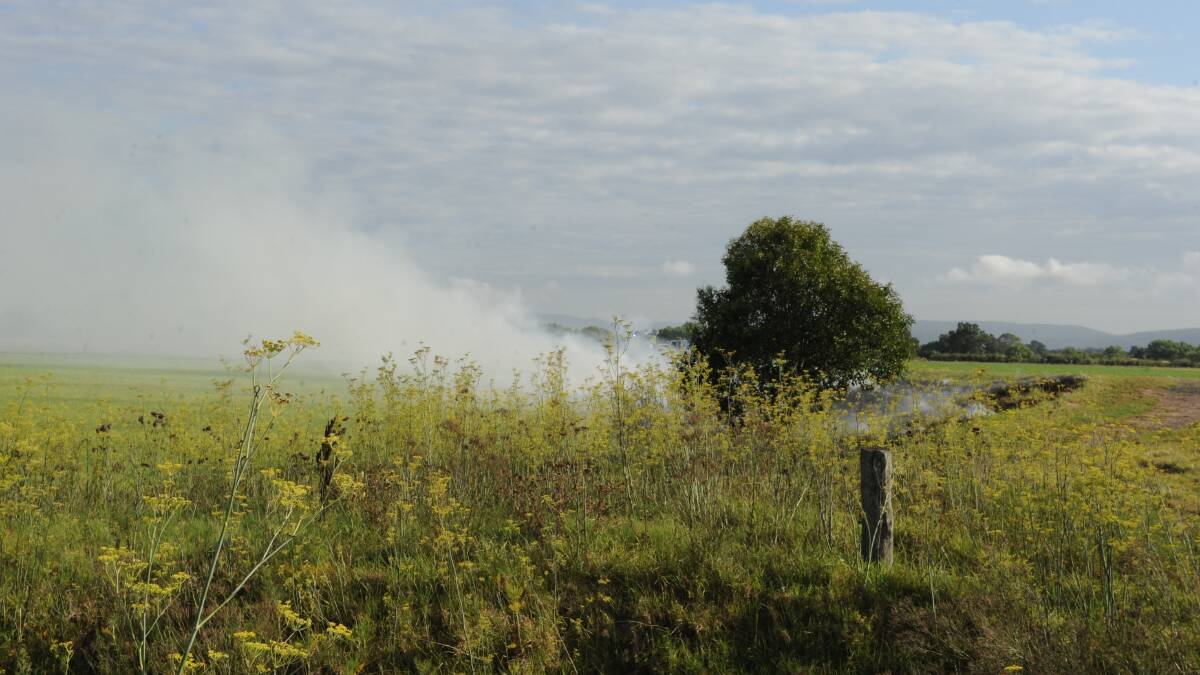 FIRE: The grass fire near Brush Farm Road.
