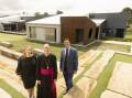 Maitland MP Jenny Aitchison, Catholic Diocese of Maitland-Newcastle Bishop Michael Kennedy and Catholic Diocese of Maitland-Newcastle CEO Sean Scanlon with the new stage 3 building at St Patricks Primary School in Lochinvar.