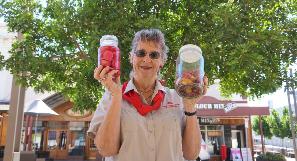 PRESERVING: Slow Food Hunter Valley's Miriam Farrington with two jars of pickled radishes in The Levee.