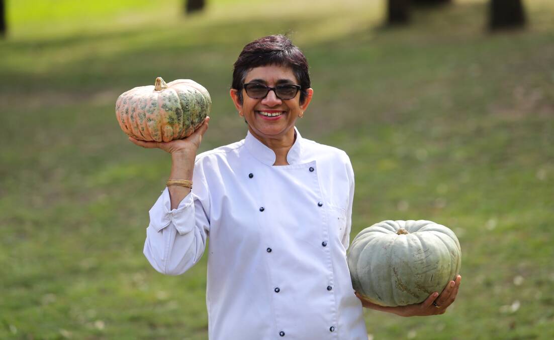 LOCAL FOOD: Chef and Slow Food Earth Market Maitland chairwoman Amorelle Dempster with two locally grown pumpkins.