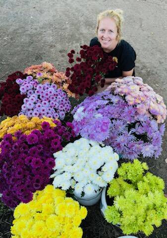 BRIGHT: The Little Tin Shed's Sarah Mulholland with some of the Mother's Day blooms that are available at the farm gate. 