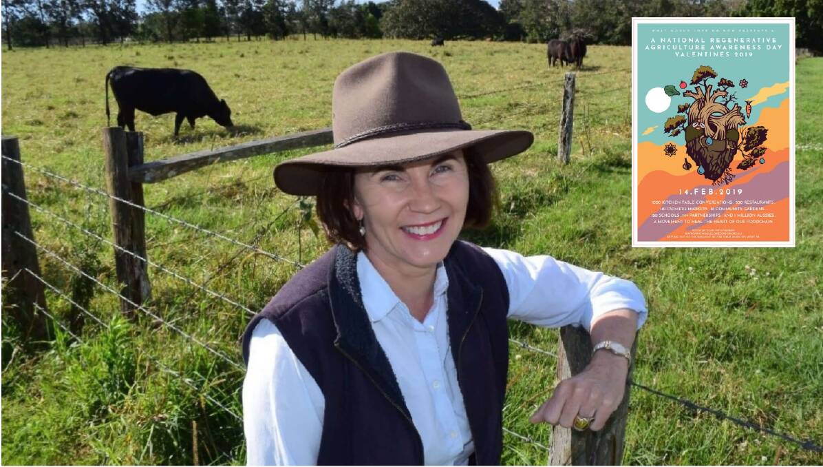 NEW FOCUS: Southern Cross University’s Director of Strategic Projects Lorraine Gordon, who founded the Regenerative Agriculture Alliance. Insert: a poster about National Regenerative Agriculture Day.