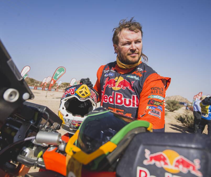 COMPETITOR: Toby Price after reaching the finish line. Picture: Red Bull Content Pool