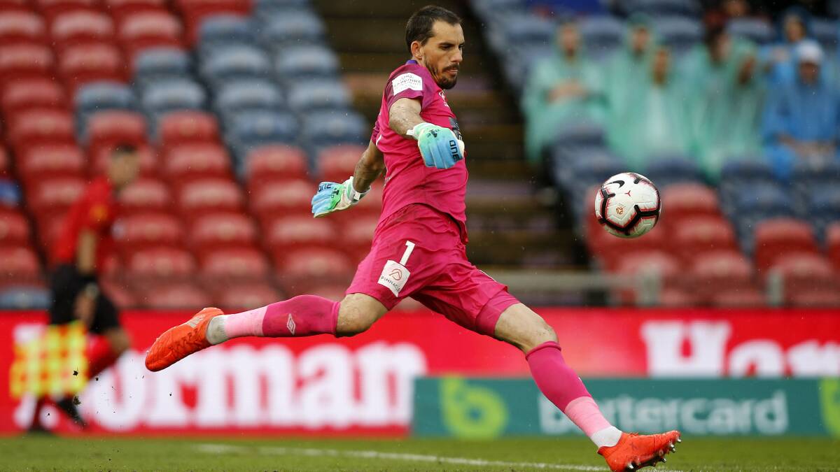 MATCH-WINNER: Ben Kennedy saved two penalties in injury-time to lead the Central Coast Mariners to a 3-2 win over the Newcastle Jets on Saturday night. Picture: Darren Pateman (AAP) 
