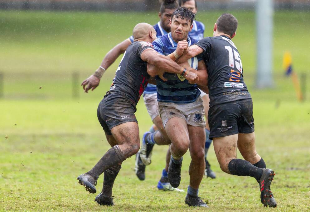 ON HOLD: Torrental rain has forced the closure of No.2 Sportsground this weekend and delayed the Newcastle and Hunter Rugby Union final series. Picture: Stewart Hazell