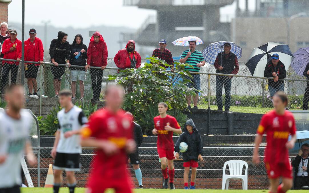 BACK AGAIN: Spectators watch Northern NSW NPL finals action between Maitland and Broadmeadow last year at Magic Park after the COVID-delayed start to the season. Picture: Max Mason-Hubers