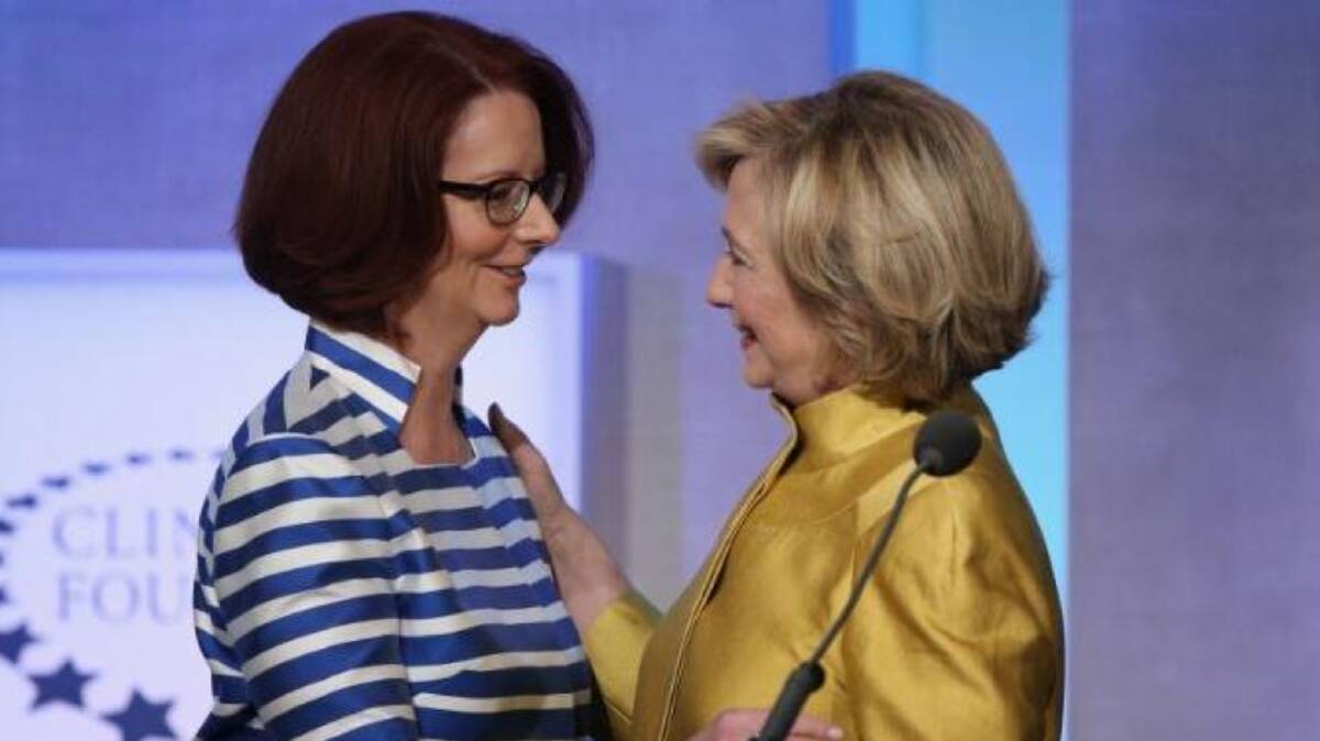 Former Prime Minister Julia Gillard with Hillary Clinton.
