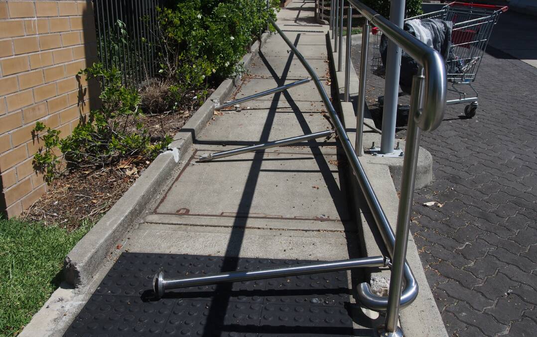 Hand rail ripped up at Rutherford