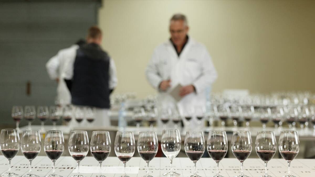 The wine judging on Tuesday. Picture: Max Mason-Hubers
