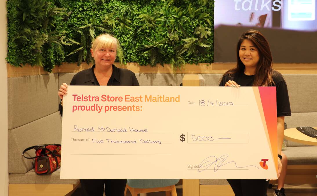DONATION: Ronald McDonald House marketing and fundraising manager Donna Horsey and Telstra East Maitland store manager Alexis Wen.