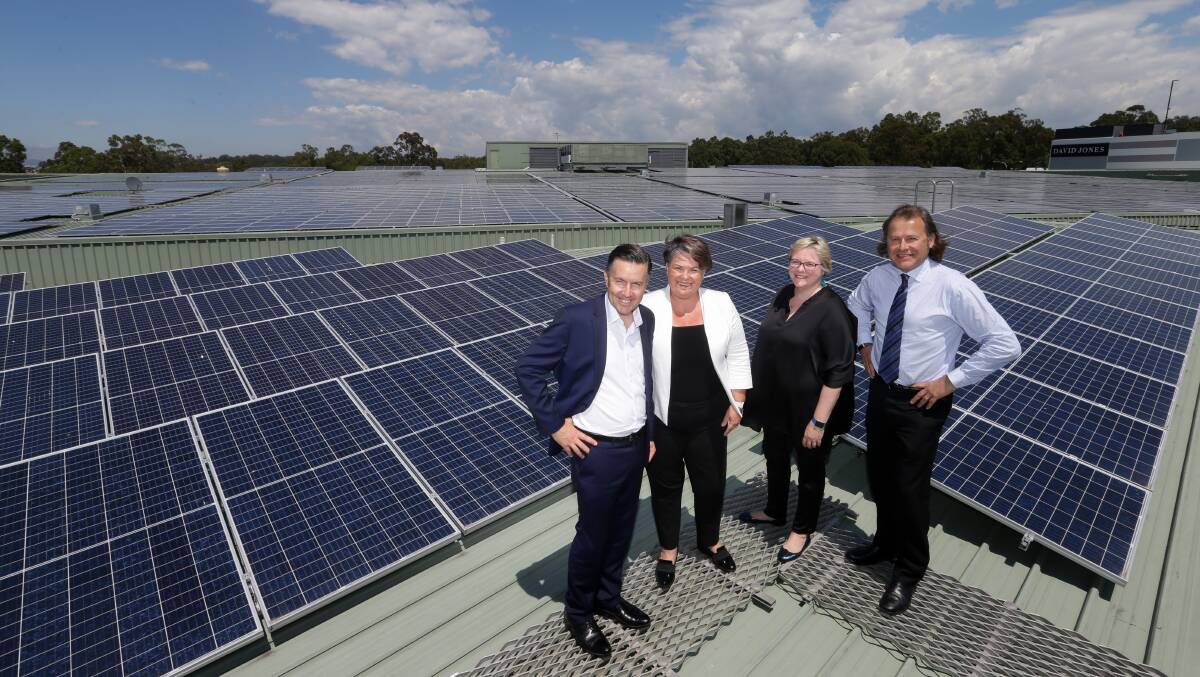 POWER: Paterson MP Meryl Swanson, Shadow Minister for Climate Change and Energy Mark Butler, and Stockland's Louise Mason and Greg Johnston. Picture: Jonathan Carroll