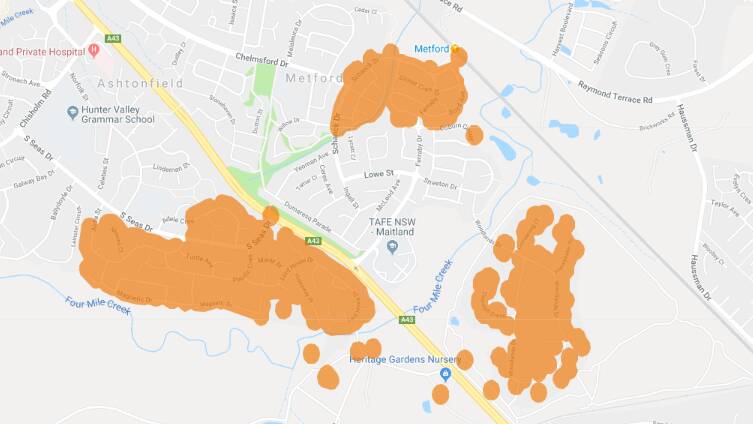 900 homes without power in Maitland’s eastern suburbs