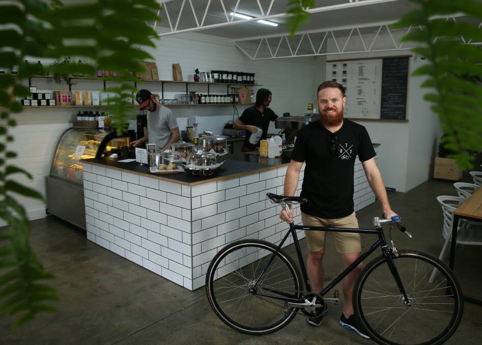 NEW CAFE: Owner of The Bikesmith Tim Skinner, a combined coffee shop and bicycle restoration workshop. Picture: Max Mason Hubers