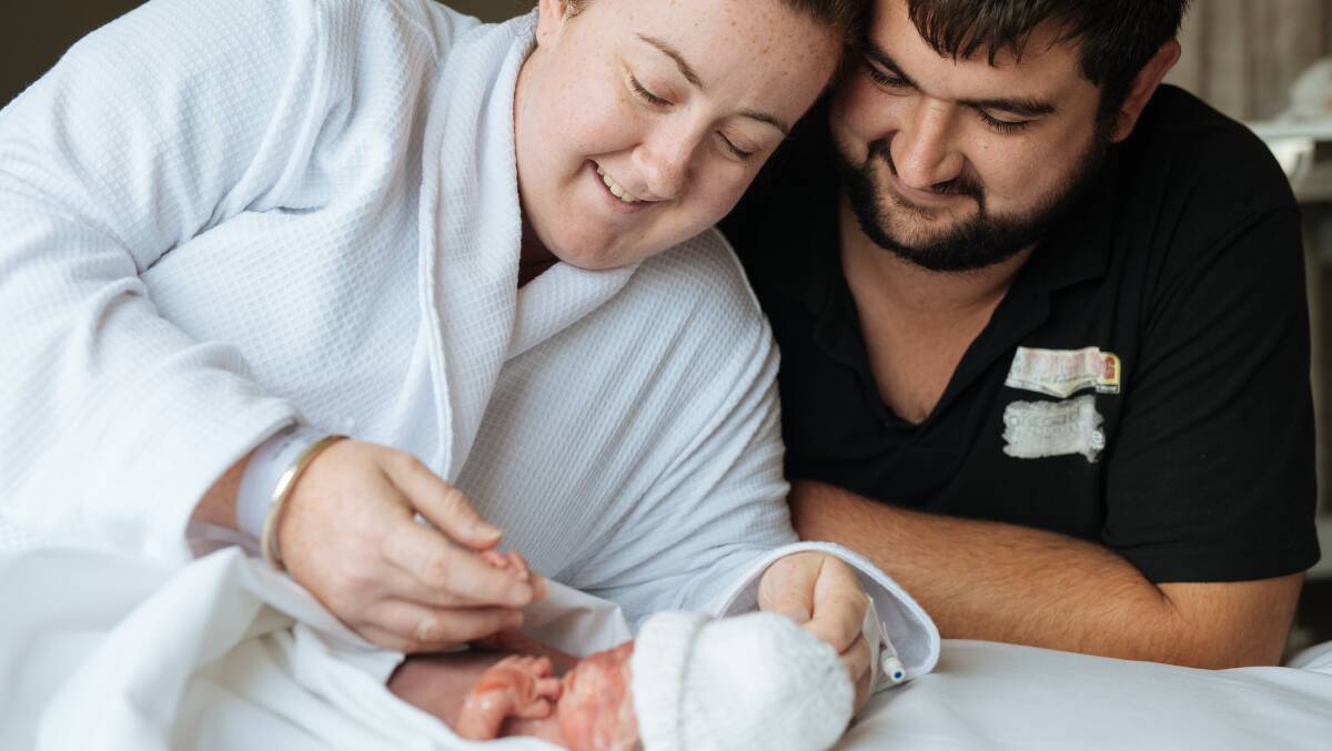 Jessica and Todd with Levi in the hospital. Picture: Supplied
