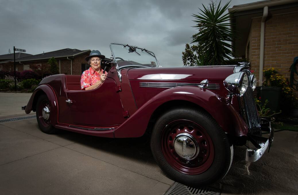 SCHMICK: Marlene McDonald in her 1950 Singer tourer that she's taking to Motorama this Sunday. Picture: Marina Neil