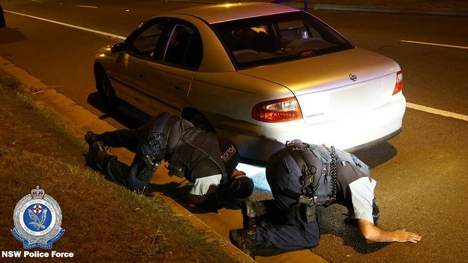 Police conducting a search during Operation Surge. Picture: NSW Police