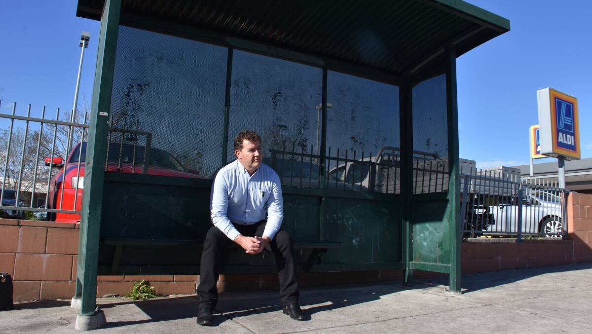 LONG WAIT: Transport Workers’ Union Newcastle and Northern Sub Branch secretary Mick Forbes at the West Mall bus stop. Picture: Sage Swinton