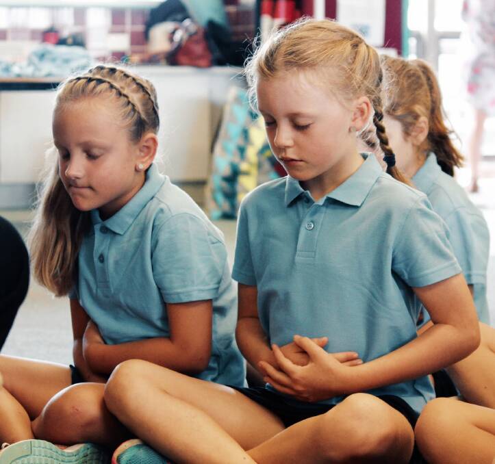 FOCUS: Bolwarra Public School students practicing techniques to improve their wellbeing.