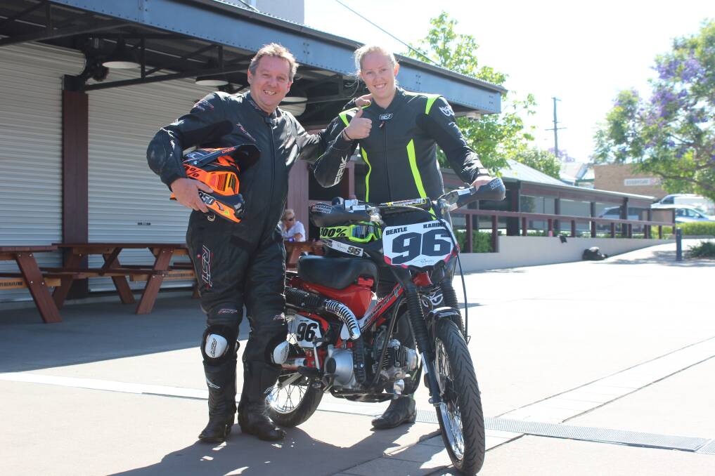 FAMILY TIES: Robert 'Beetle' Bailey and daughter Karina will race together in this Sunday's Australian Postie Bike Grand Prix. Picture: Stephen Bisset