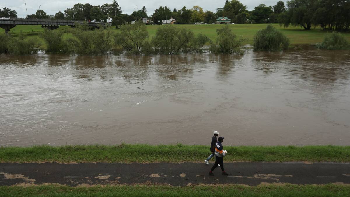 The Hunter River at Maitland after heavy rain in March. 