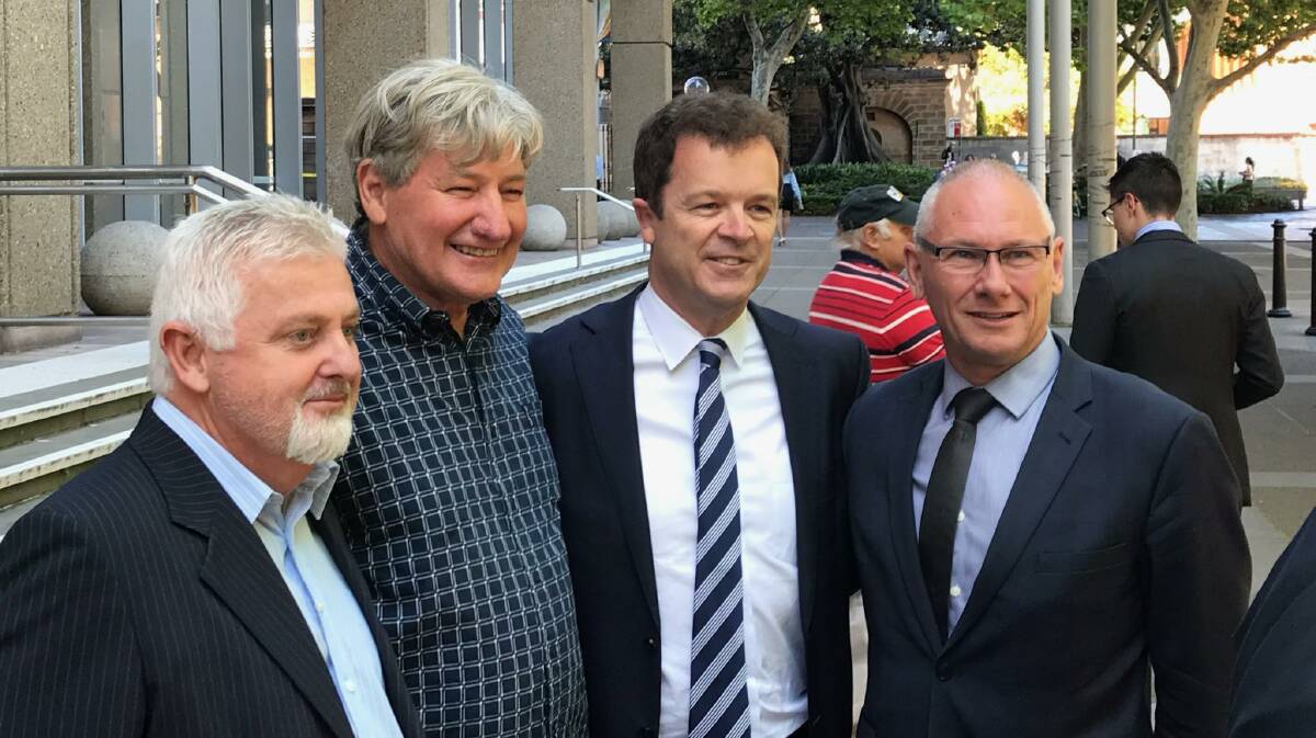 CAMPAIGN: Abuse survivors Peter Gogarty, Paul Gray, Attorney General Mark Speakman and pastor Bob Cotton.